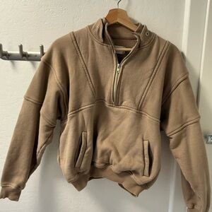 Joah Brown Half Zip Sweatshirt